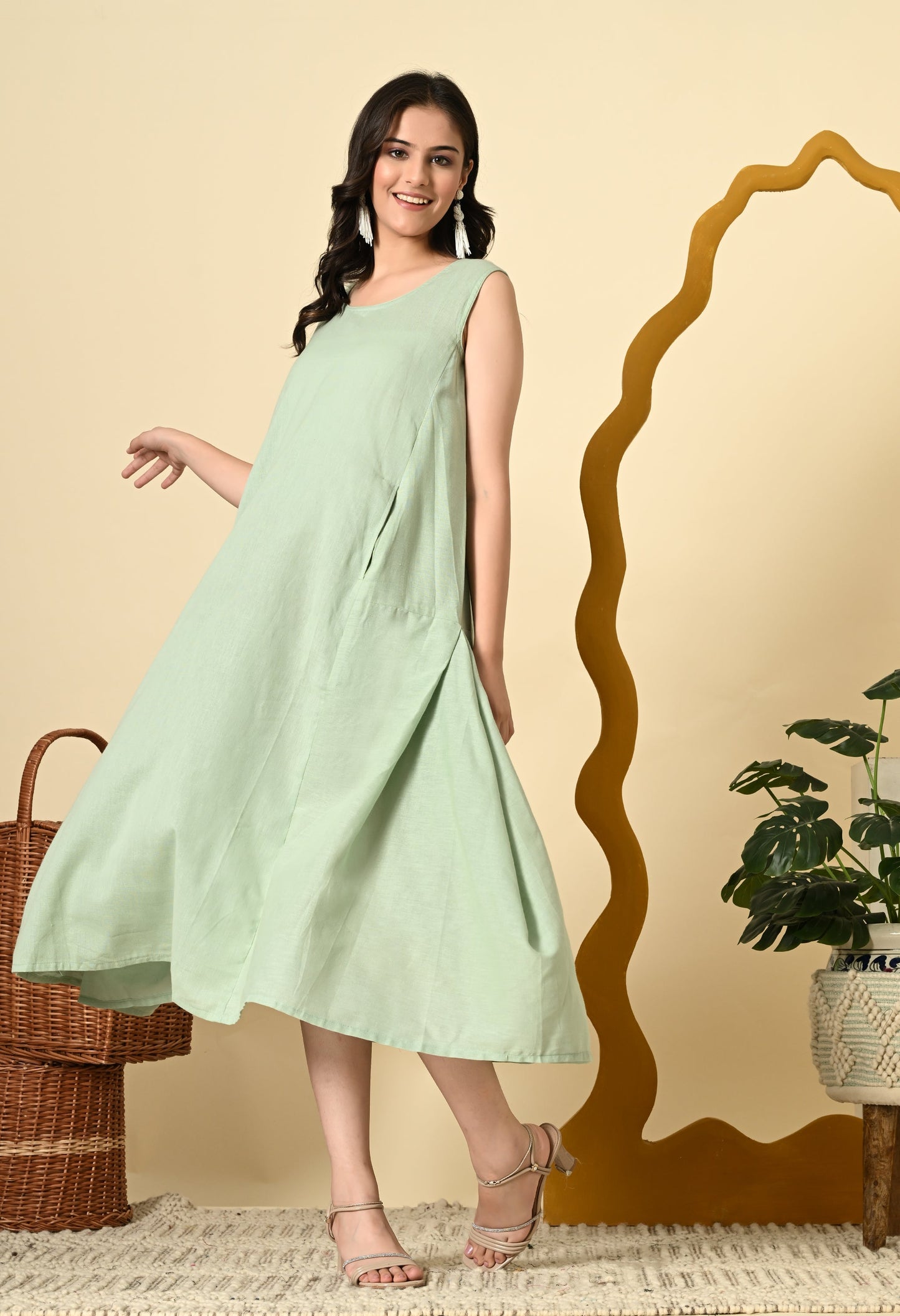 PISTACHIO COWL DRESS