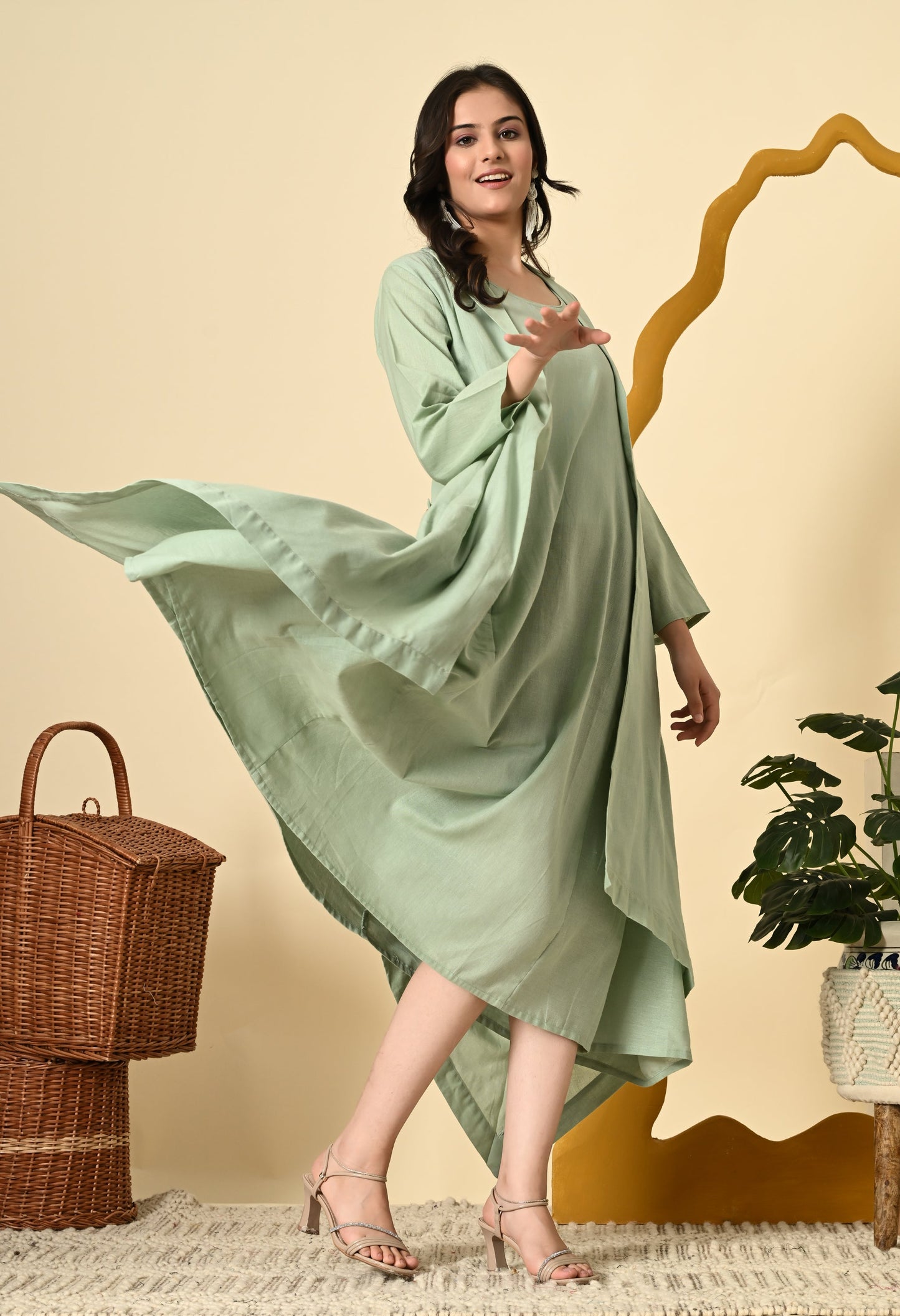 PISTACHIO COWL DRESS