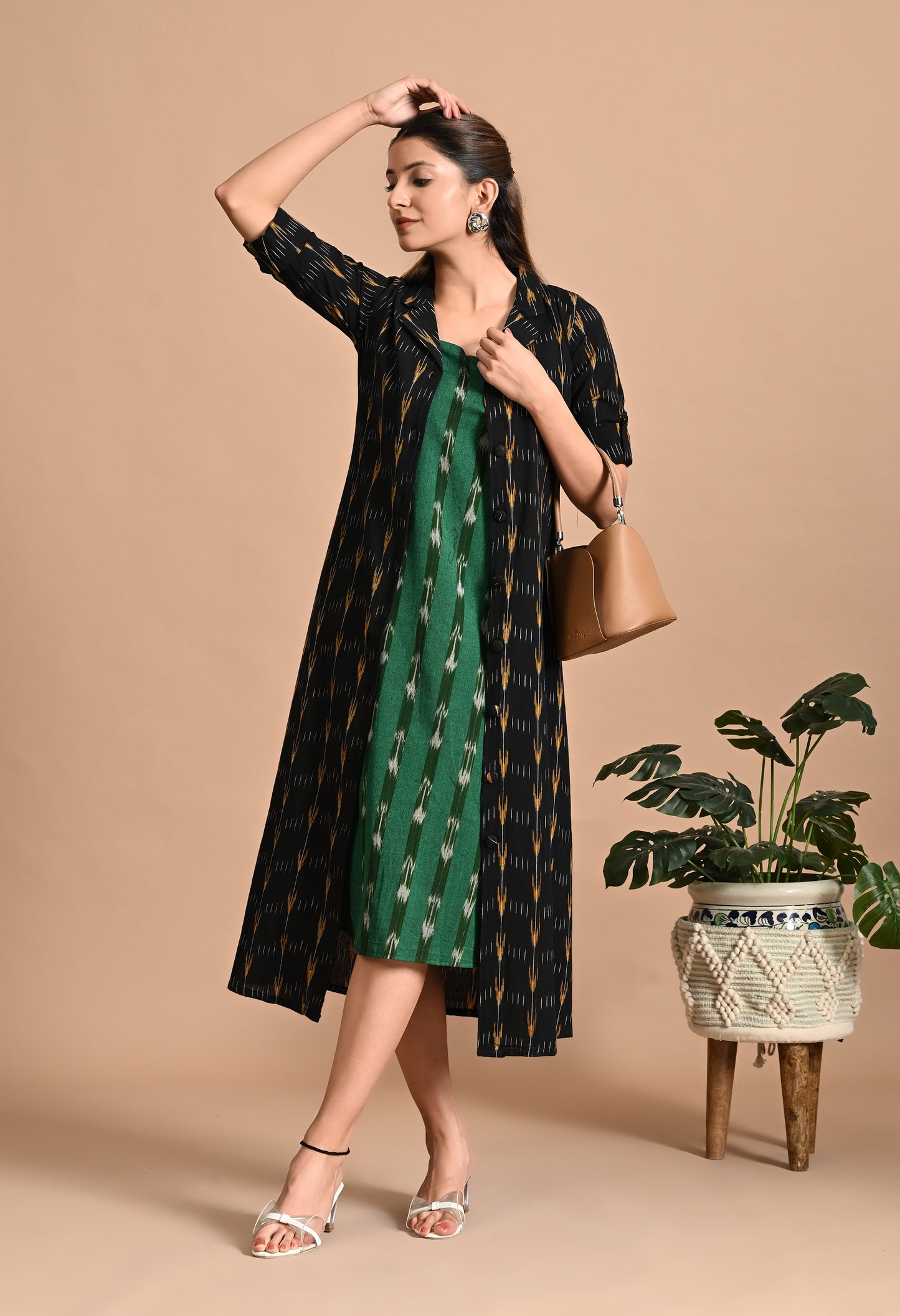FUSION IKAT JACKET DRESS WITH INNER