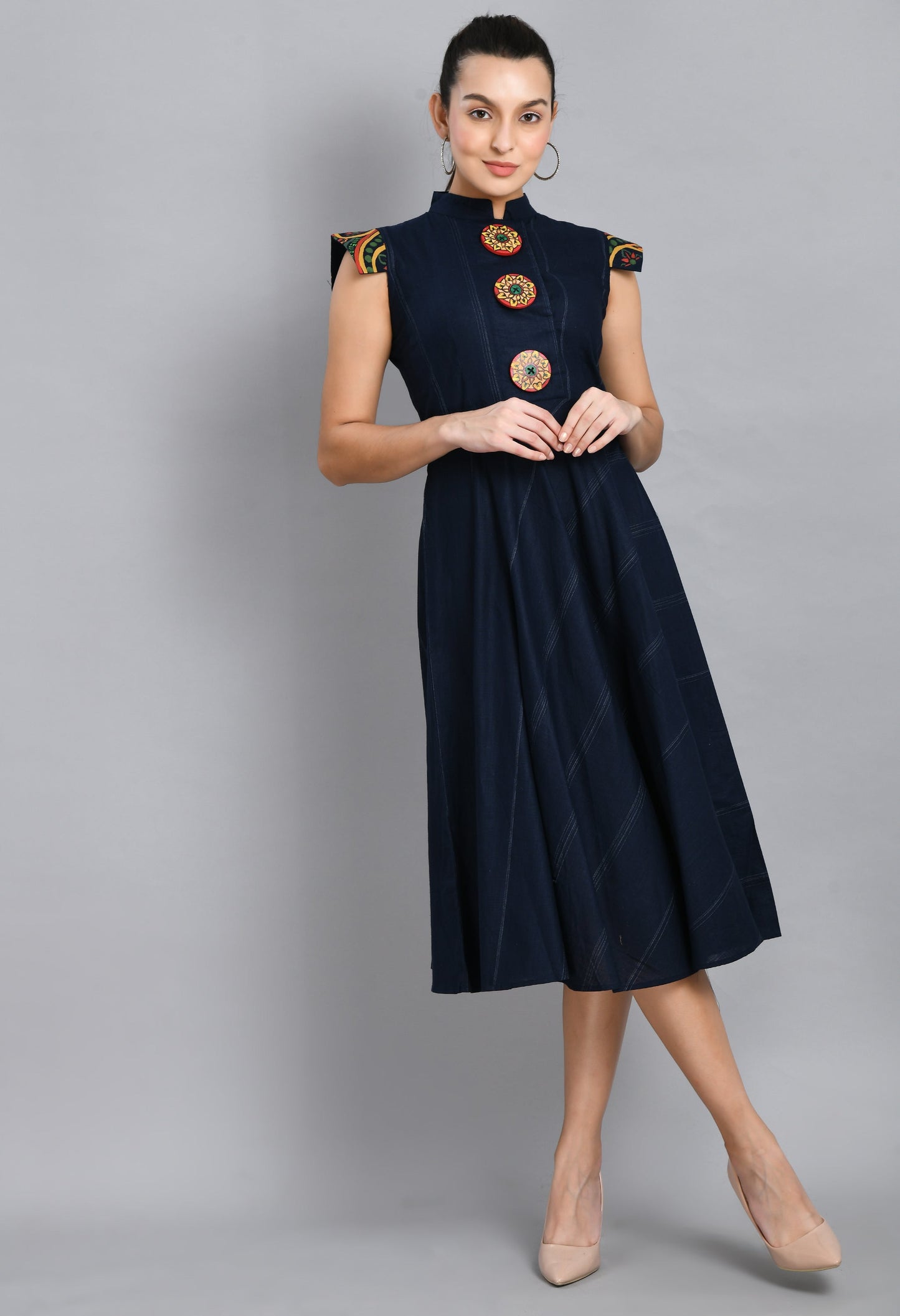 HAND PAINTED SLEEVES AND BUTTONS DRESS