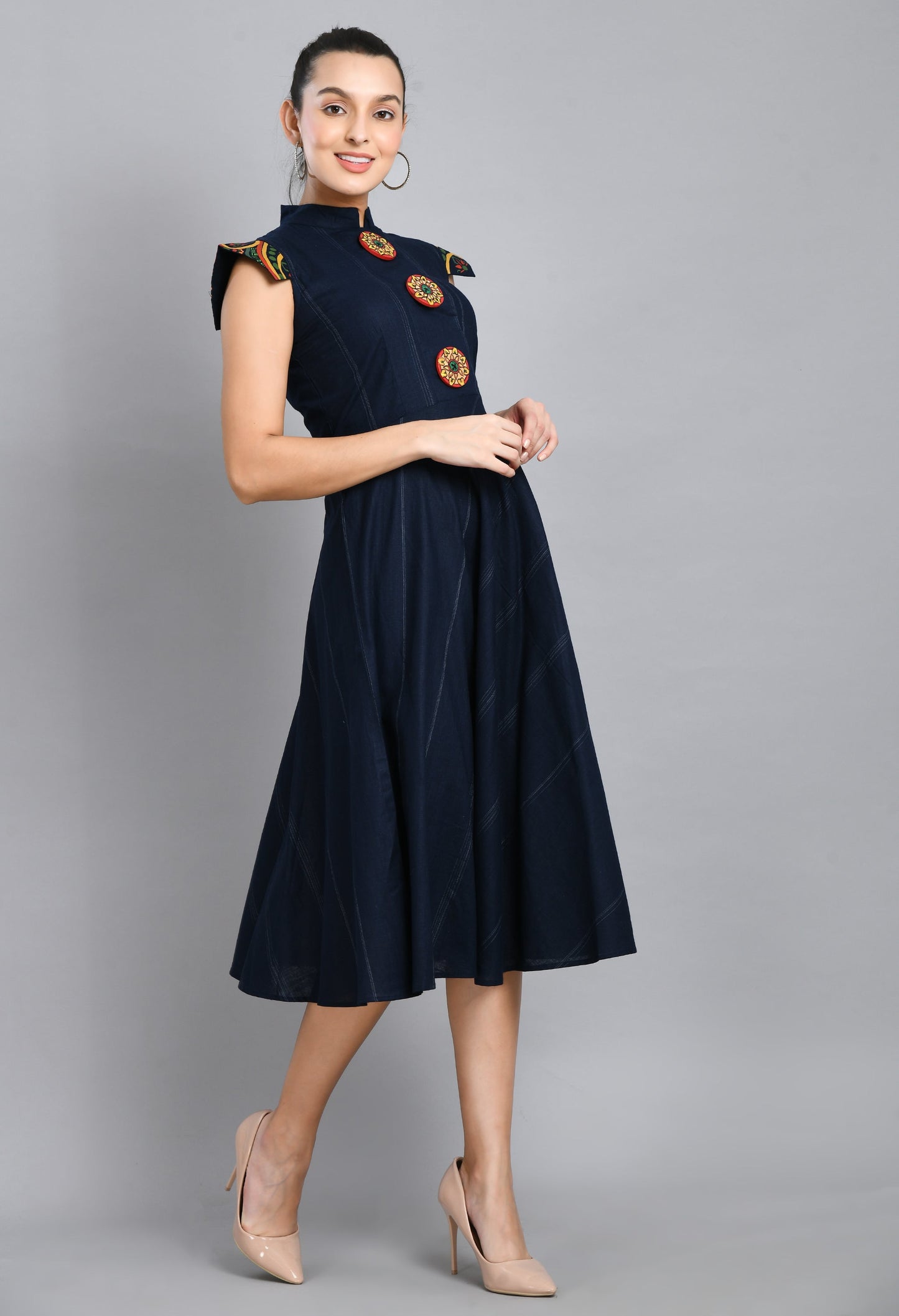 HAND PAINTED SLEEVES AND BUTTONS DRESS