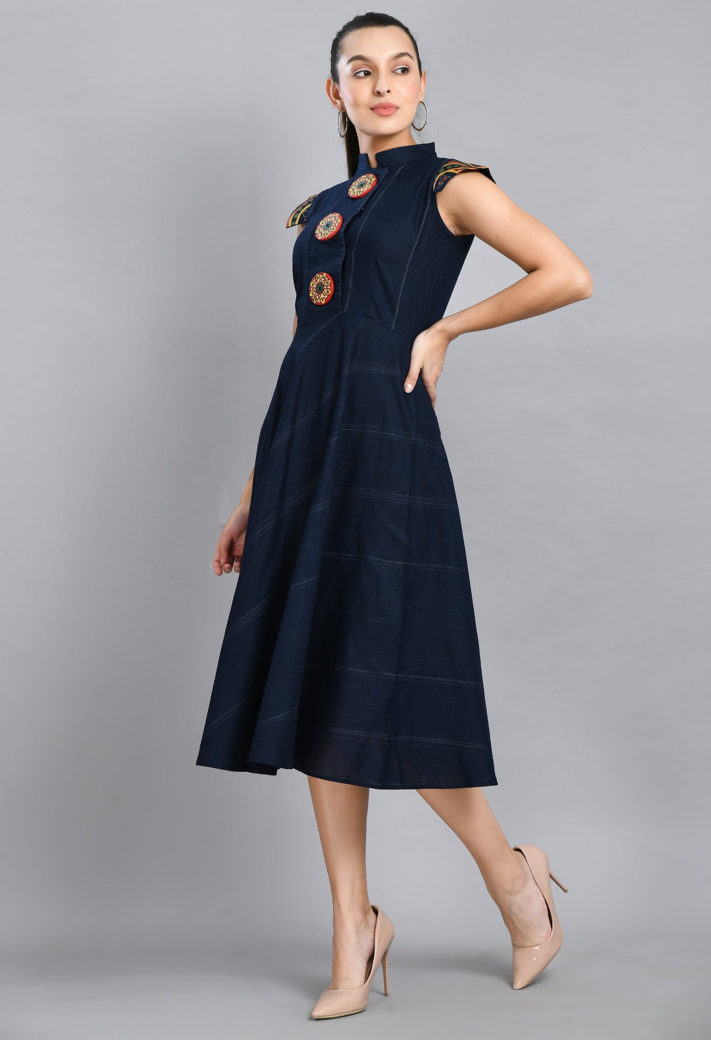 HAND PAINTED SLEEVES AND BUTTONS DRESS