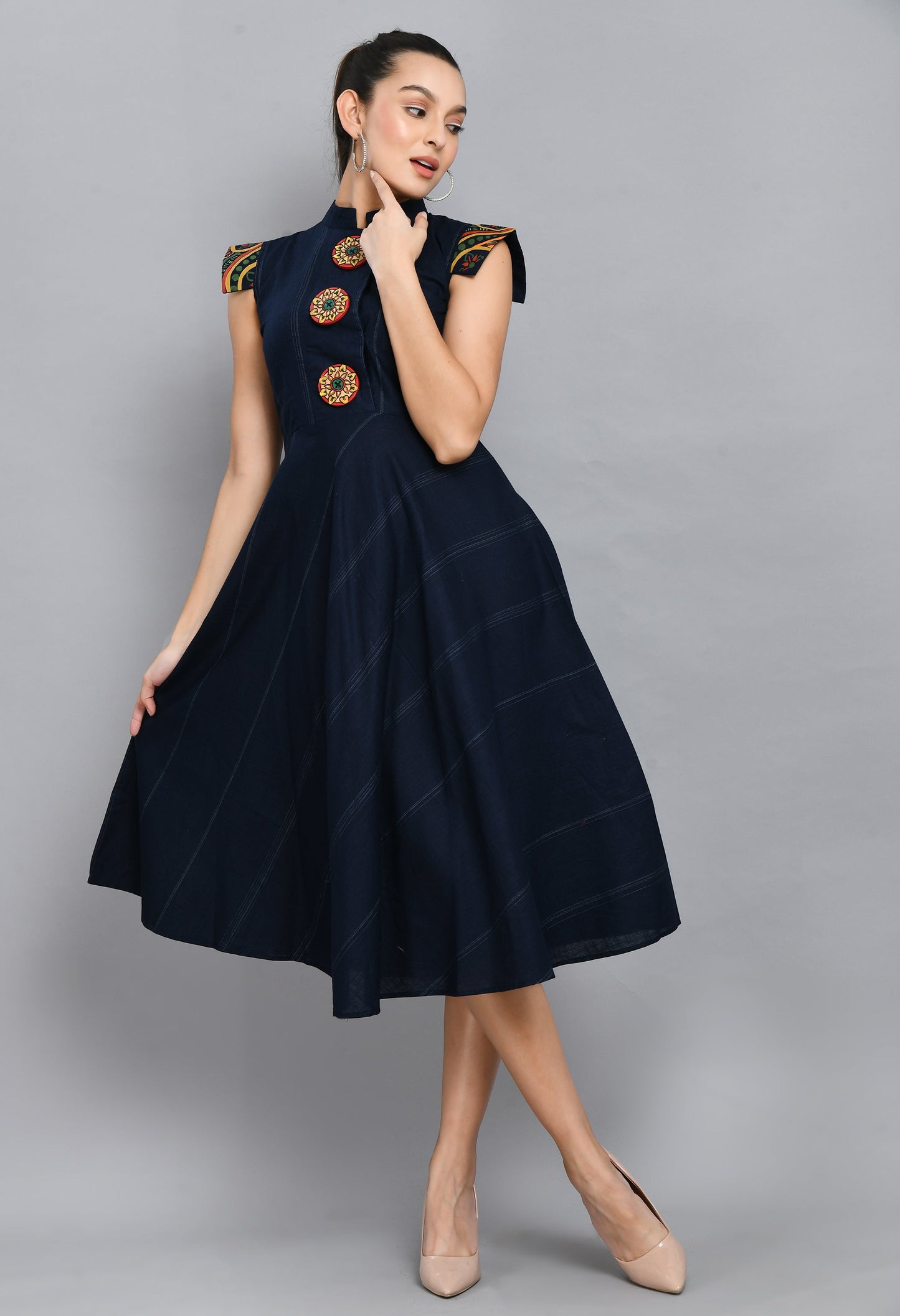 HAND PAINTED SLEEVES AND BUTTONS DRESS