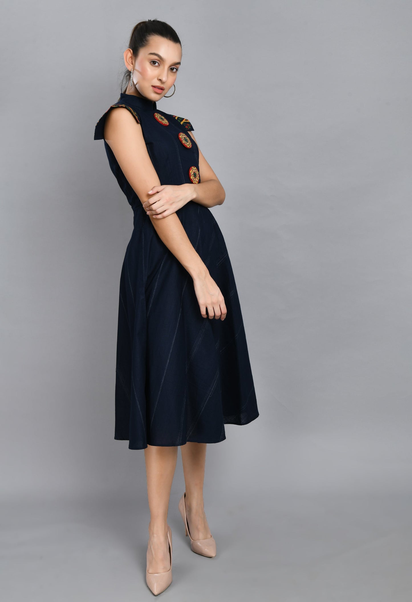 HAND PAINTED SLEEVES AND BUTTONS DRESS