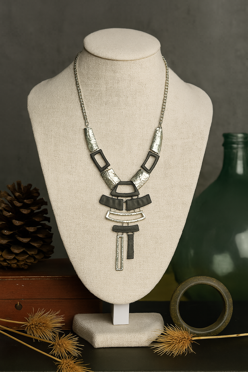 Tribal Layered Oxidised Pendant Necklace