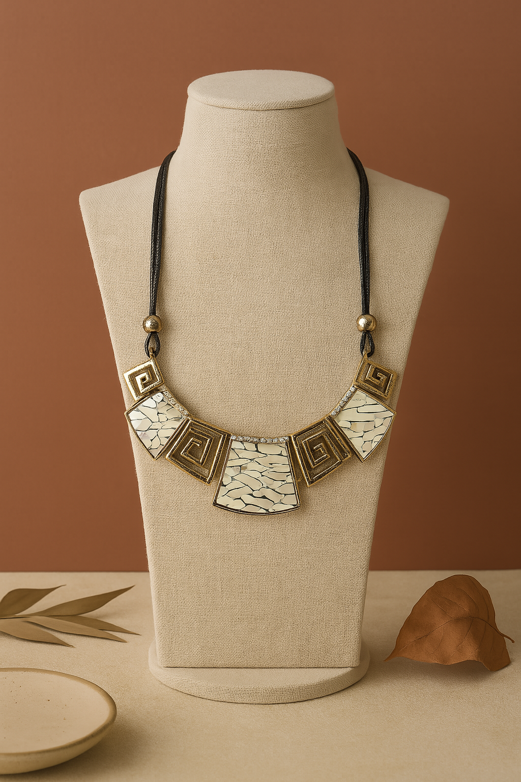 White Mosaic Tribal Necklace