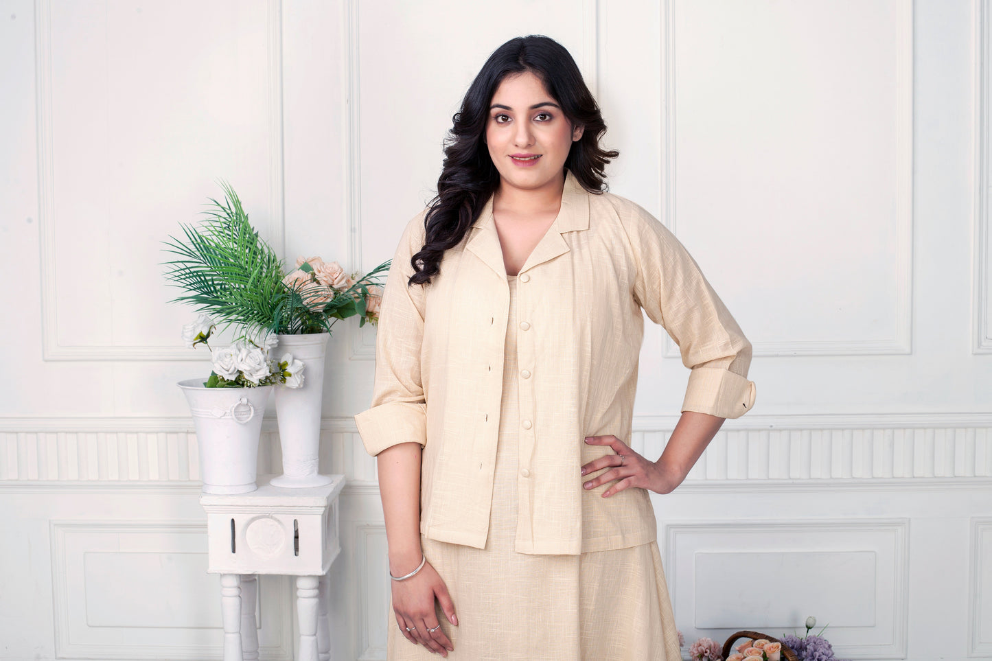 LAYERED GRACE - LINEN JACKET DRESS
