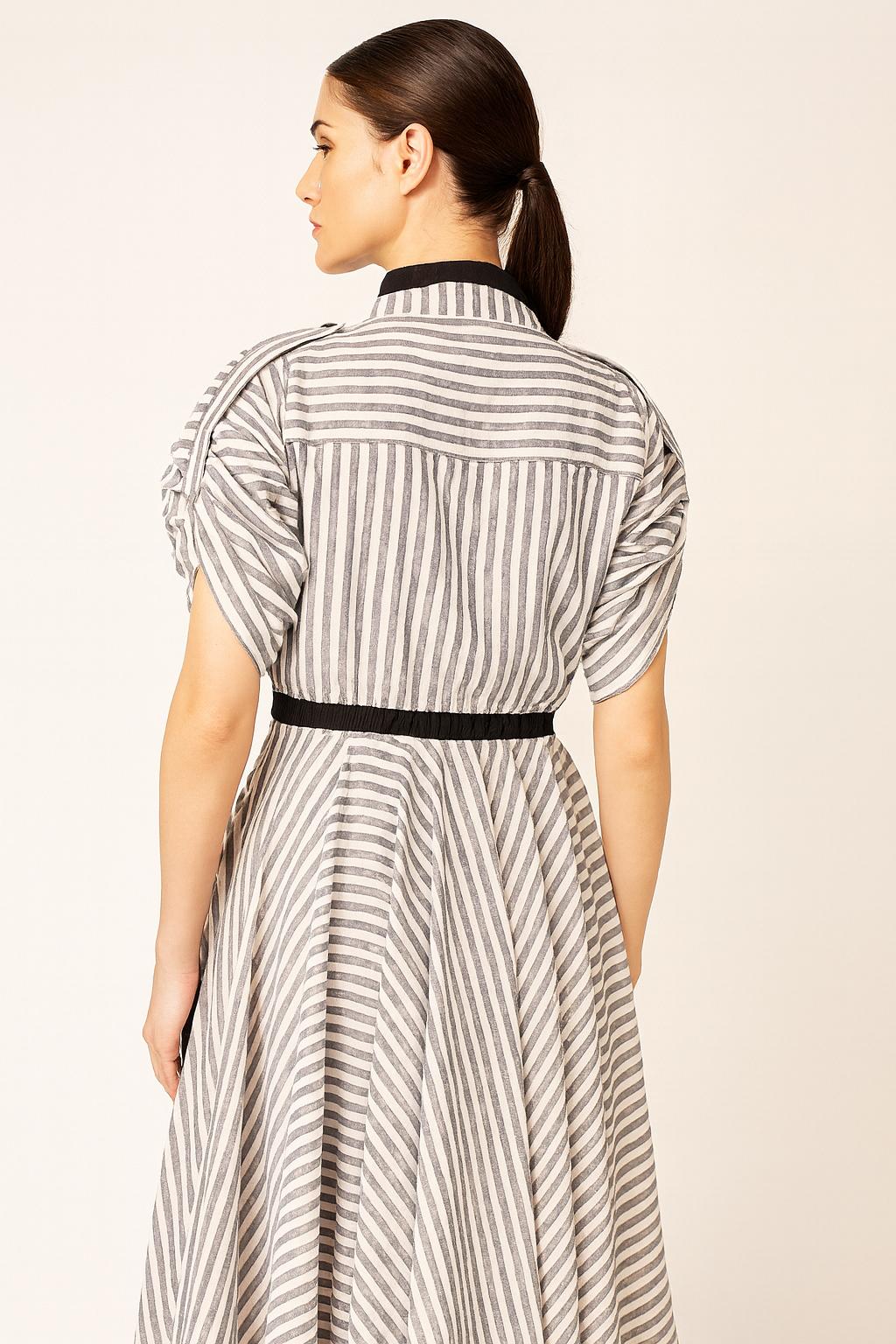 GREY AND WHITE STRIPE LINEN HANDKERCHIEF DRESS