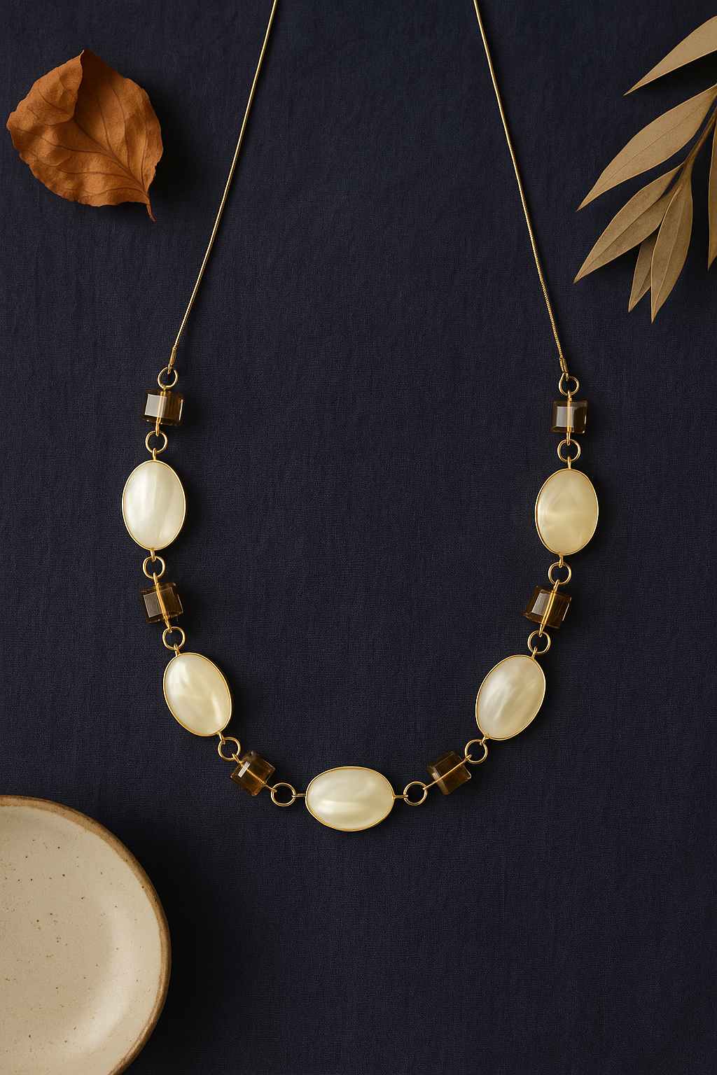 Classic Oval Bead Necklace with Antique Finish