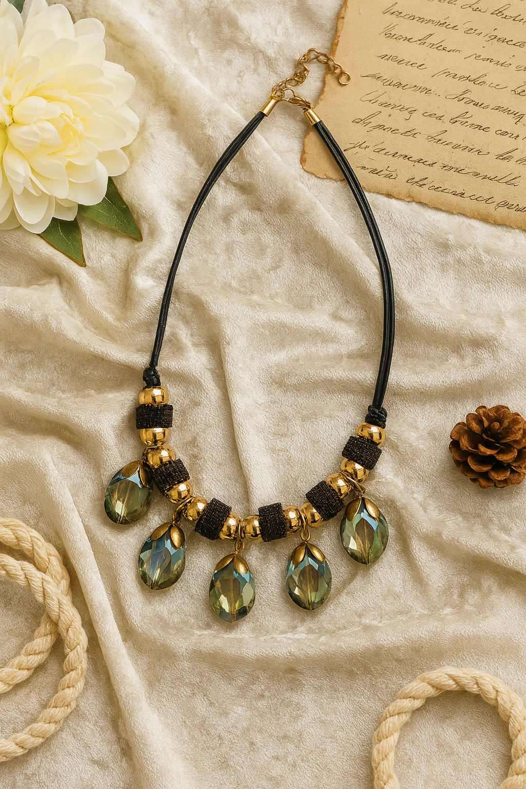 Royal Teardrop Stone Statement Necklace