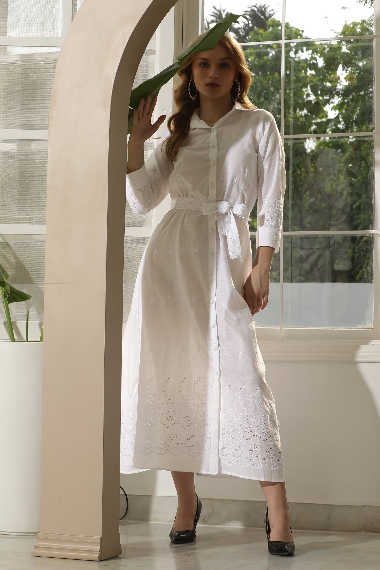 WHITE HAKOBA SHIRT DRESS