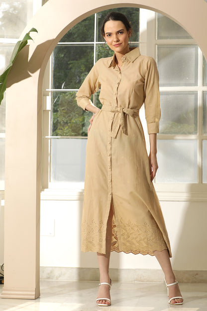 BROWN HAKOBA SHIRT DRESS