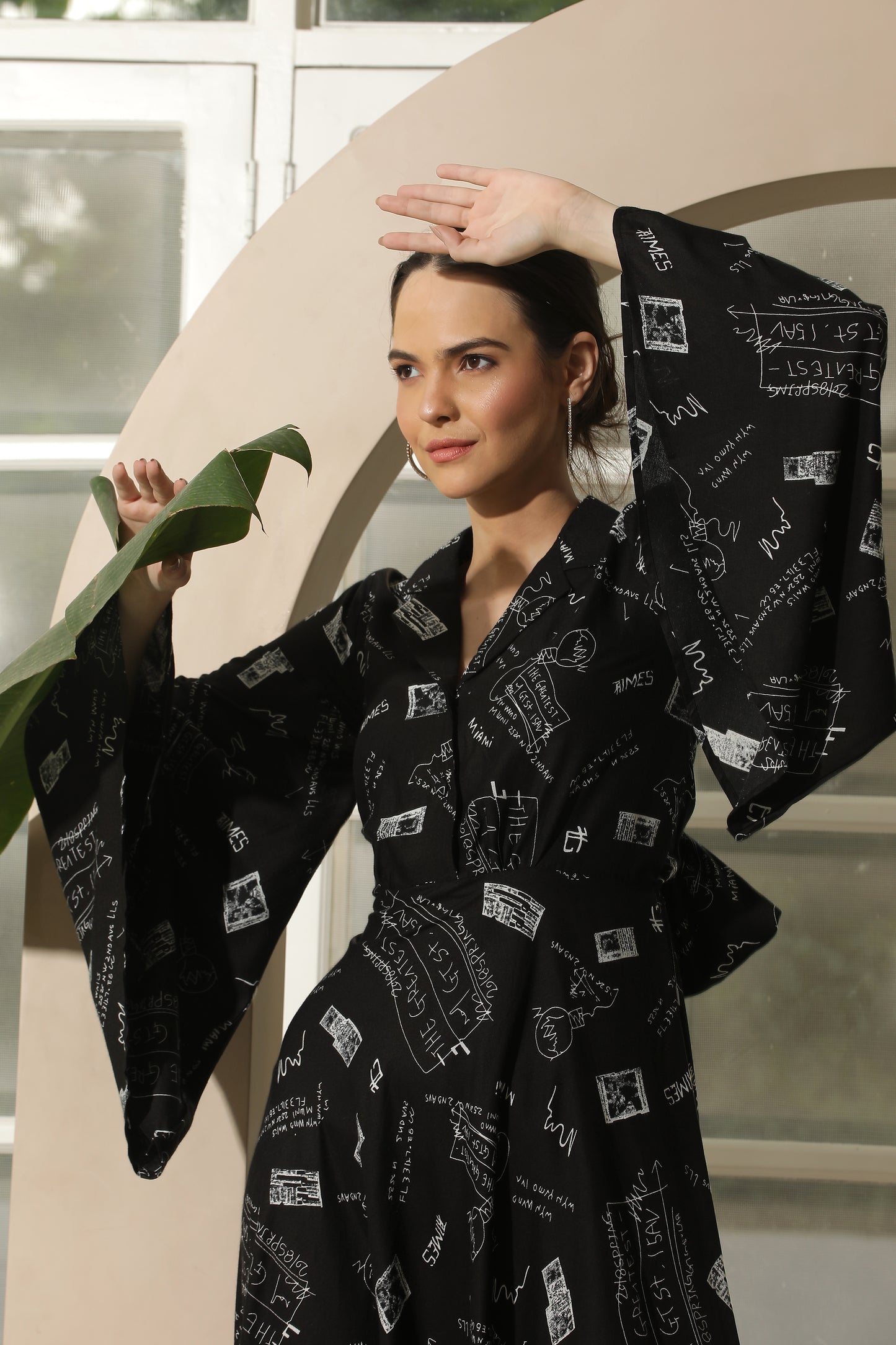 ALPHABET UMBRELLA SLEEVES DRESS