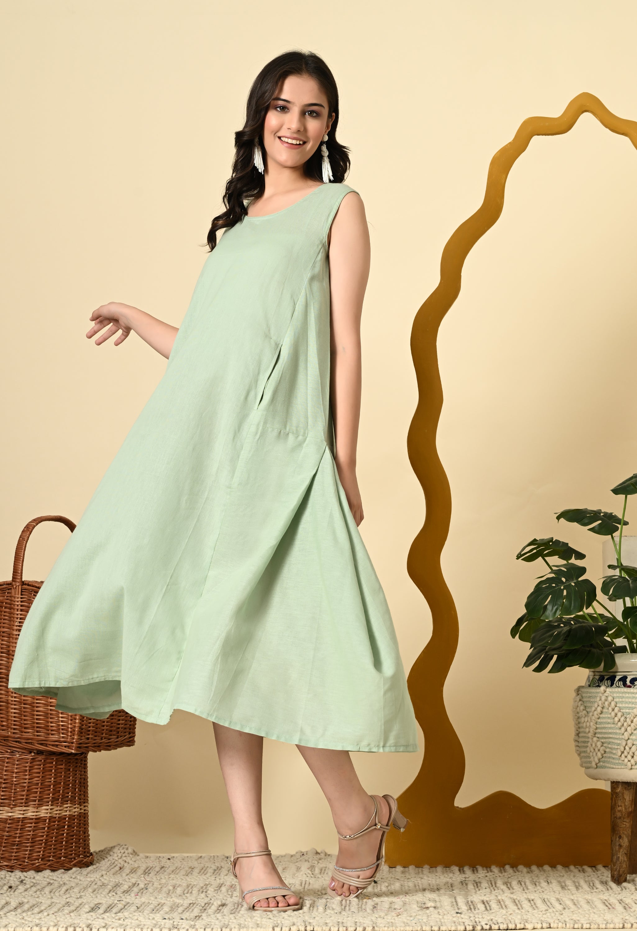 PISTACHIO COWL DRESS