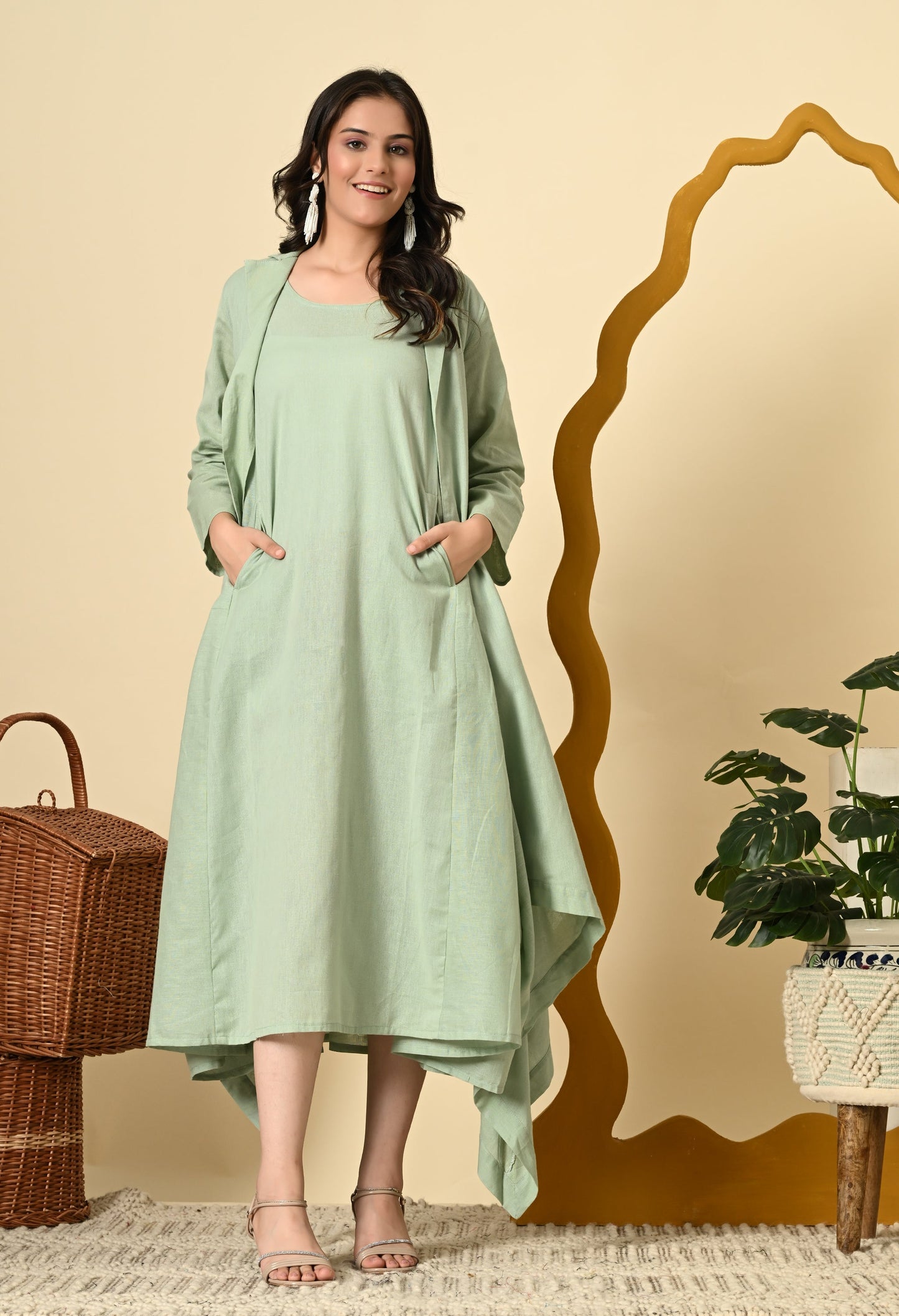PISTACHIO COWL DRESS