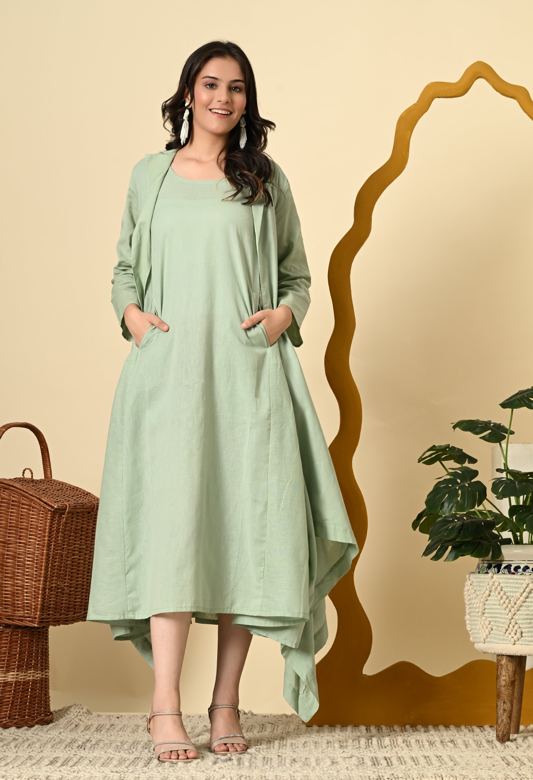 PISTACHIO COWL DRESS