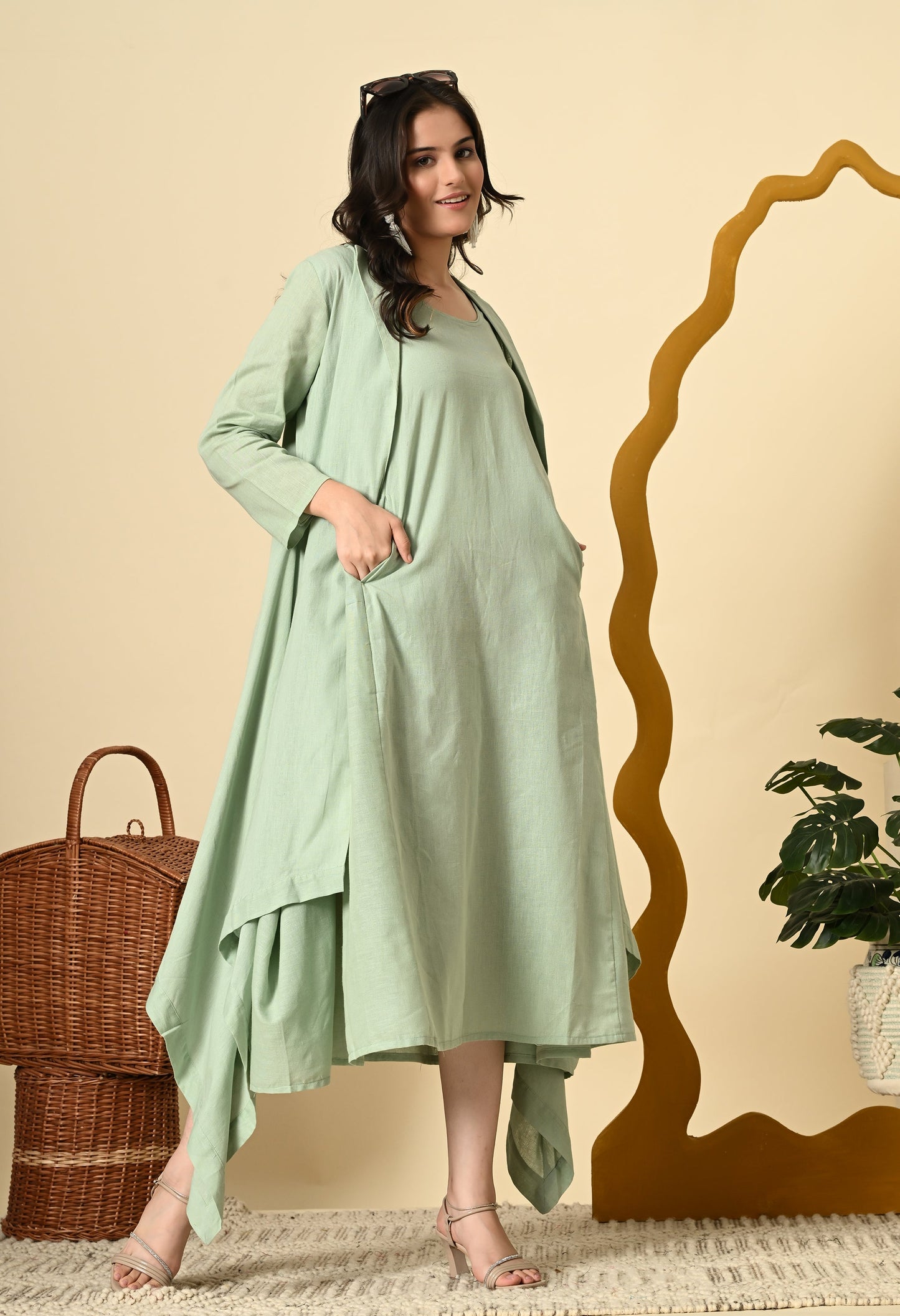 PISTACHIO COWL DRESS