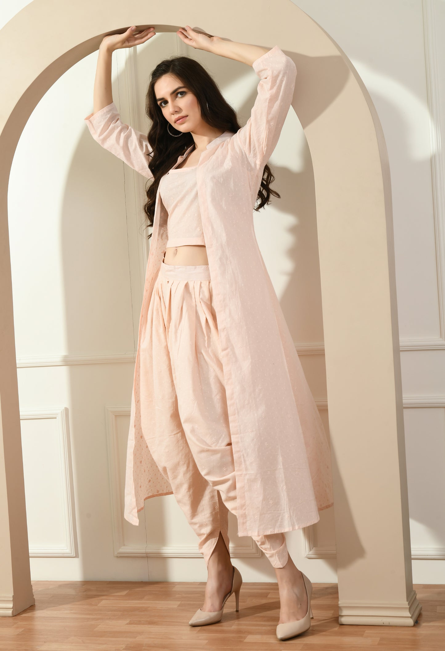 PEACH HAKOBA PATIALA JACKET SET