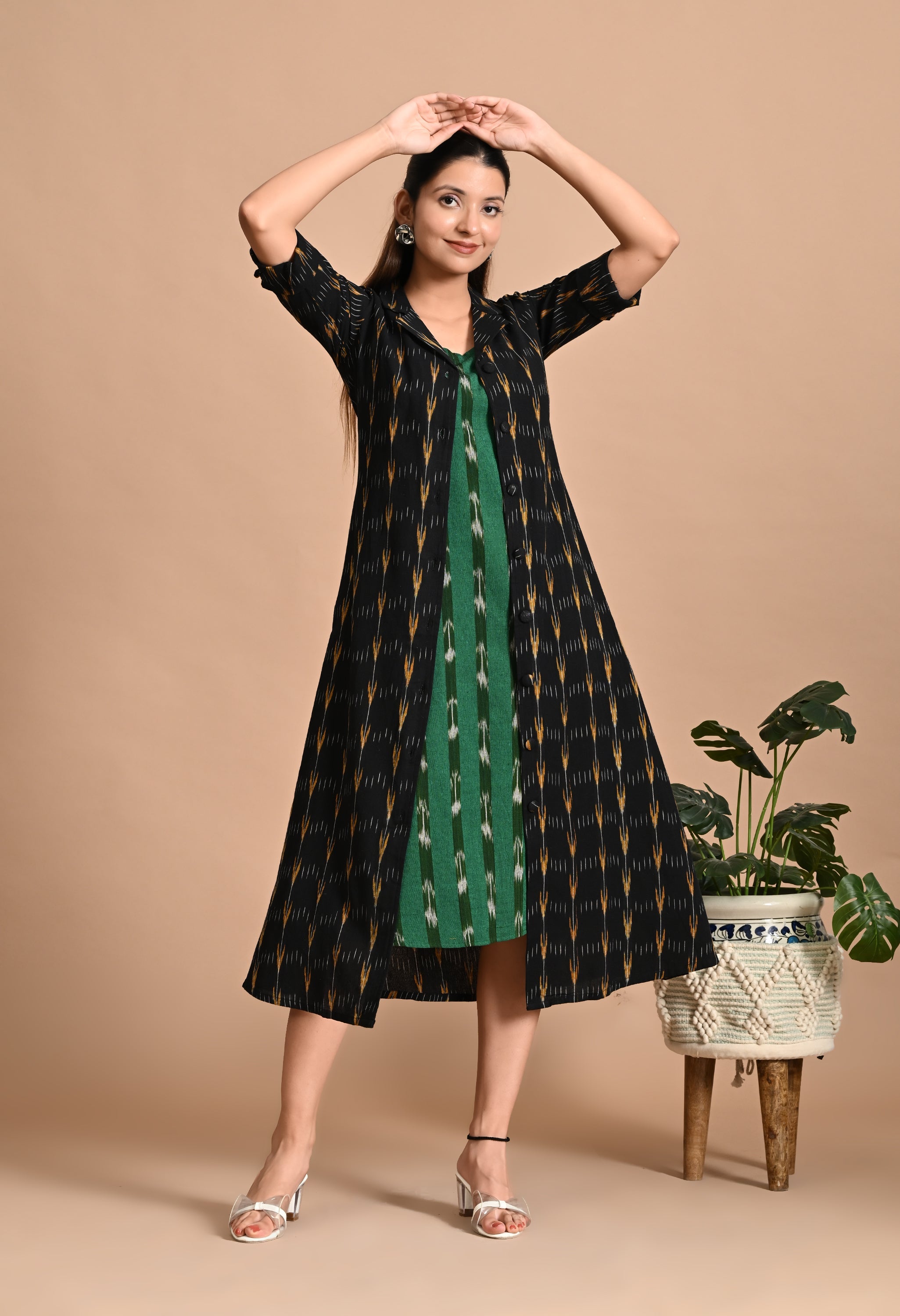FUSION IKAT JACKET DRESS WITH INNER