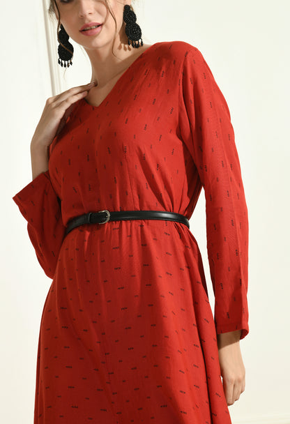 RED SIDE COWL JUMPSUIT