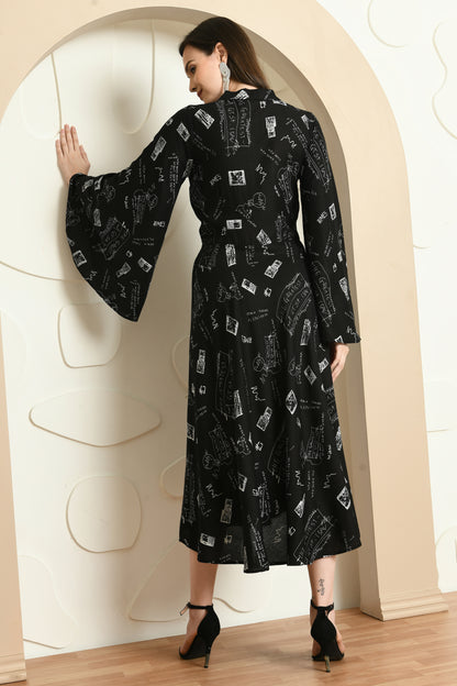 ALPHABET UMBRELLA SLEEVES DRESS