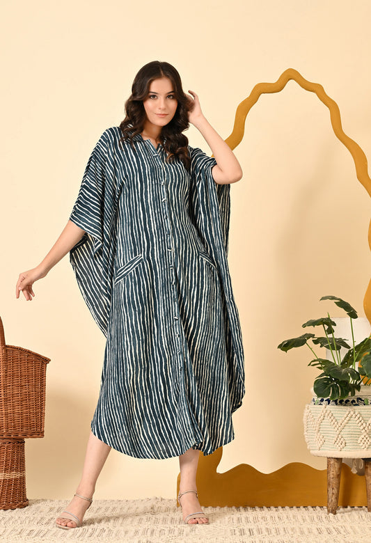 STRIPED KAFTANI DRESS