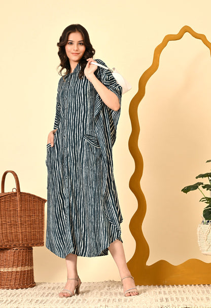 STRIPED KAFTANI DRESS