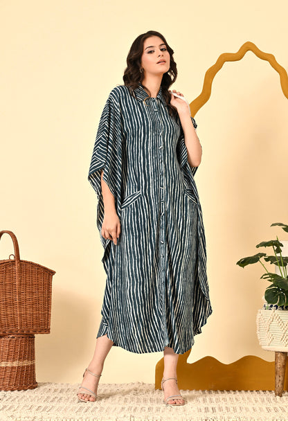 STRIPED KAFTANI DRESS