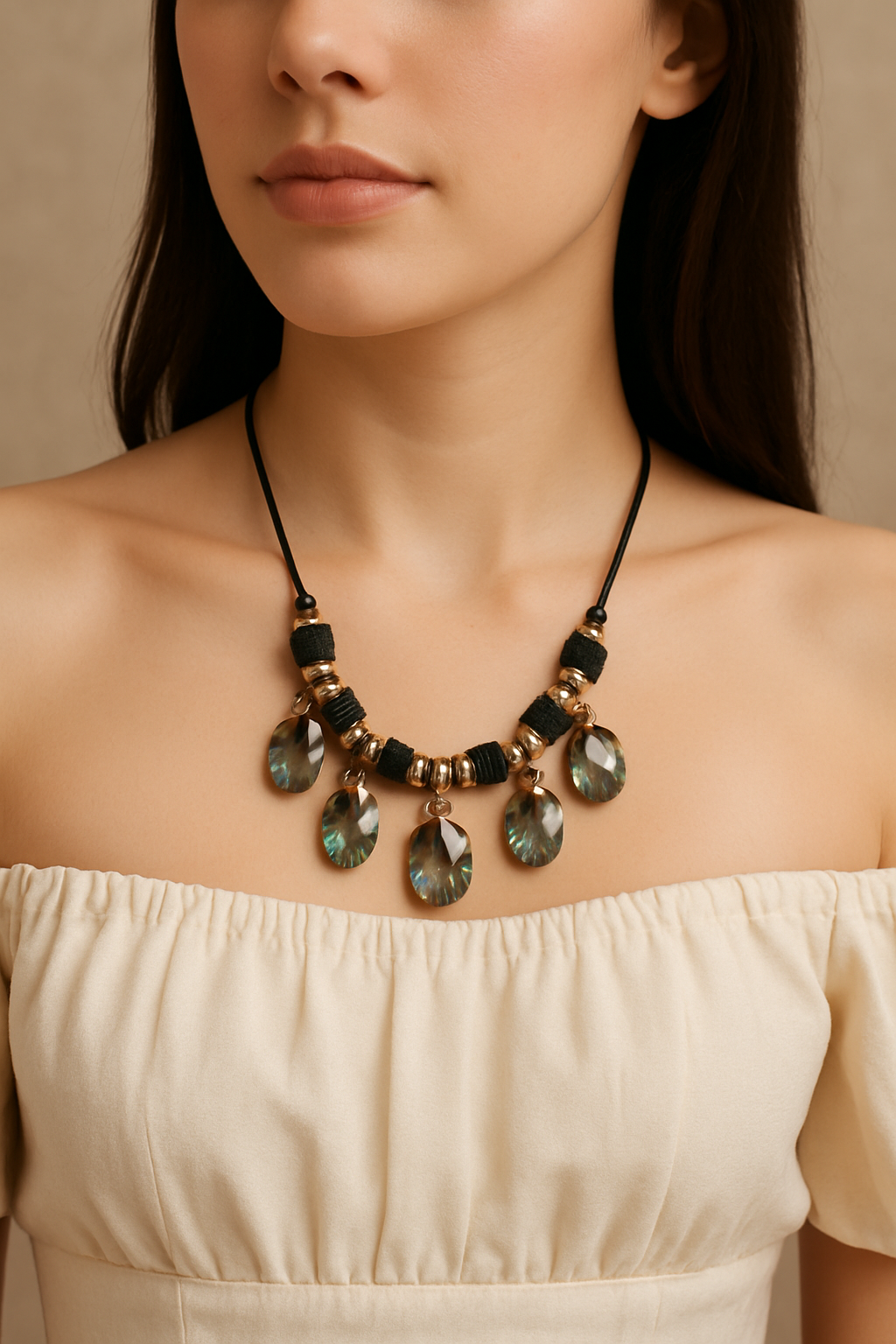 Royal Teardrop Stone Statement Necklace