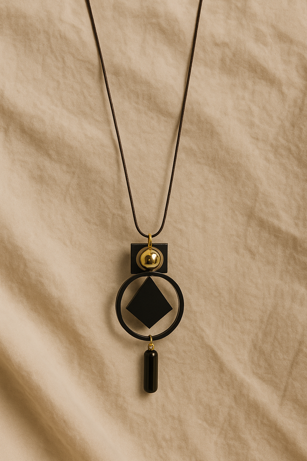 Boho Black Geometric Pendant Necklace