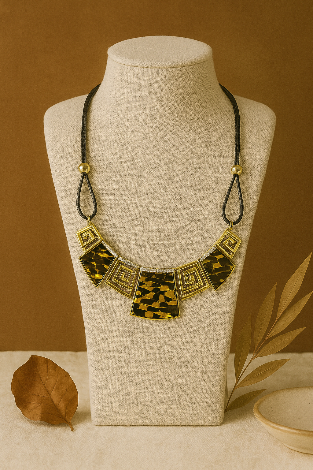Yellow Mosaic Square Necklace