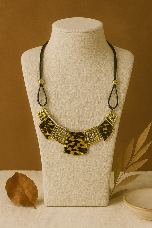 Yellow Mosaic Square Necklace