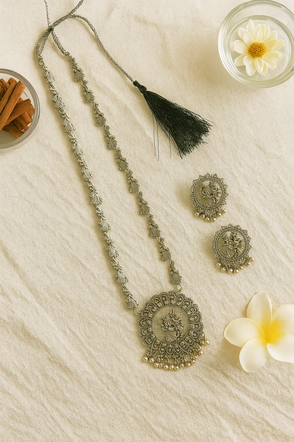 Dancing Duo Oxidised Necklace Set