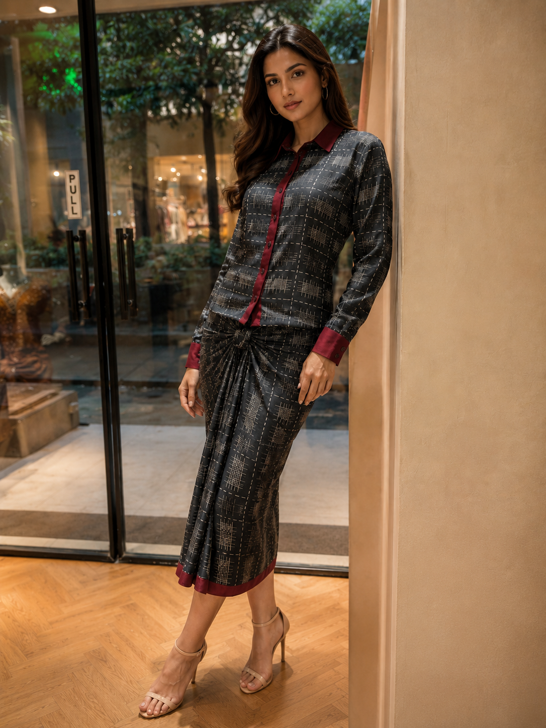 Noir Tie-Up Dhoti Skirt Set