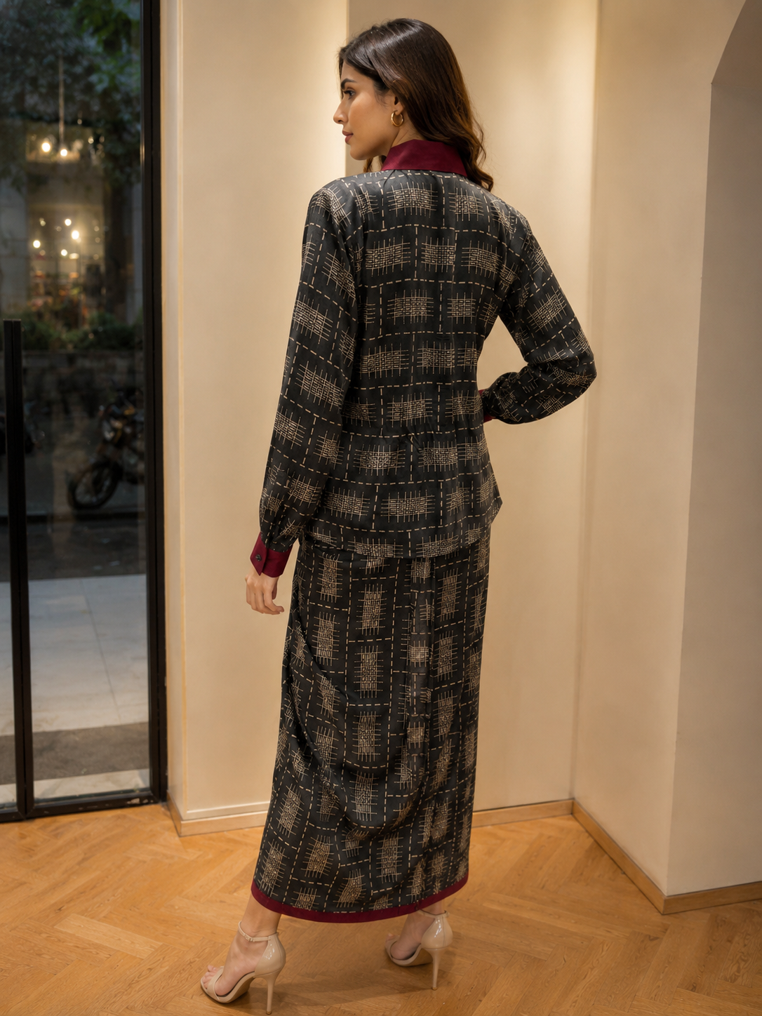 Noir Tie-Up Dhoti Skirt Set