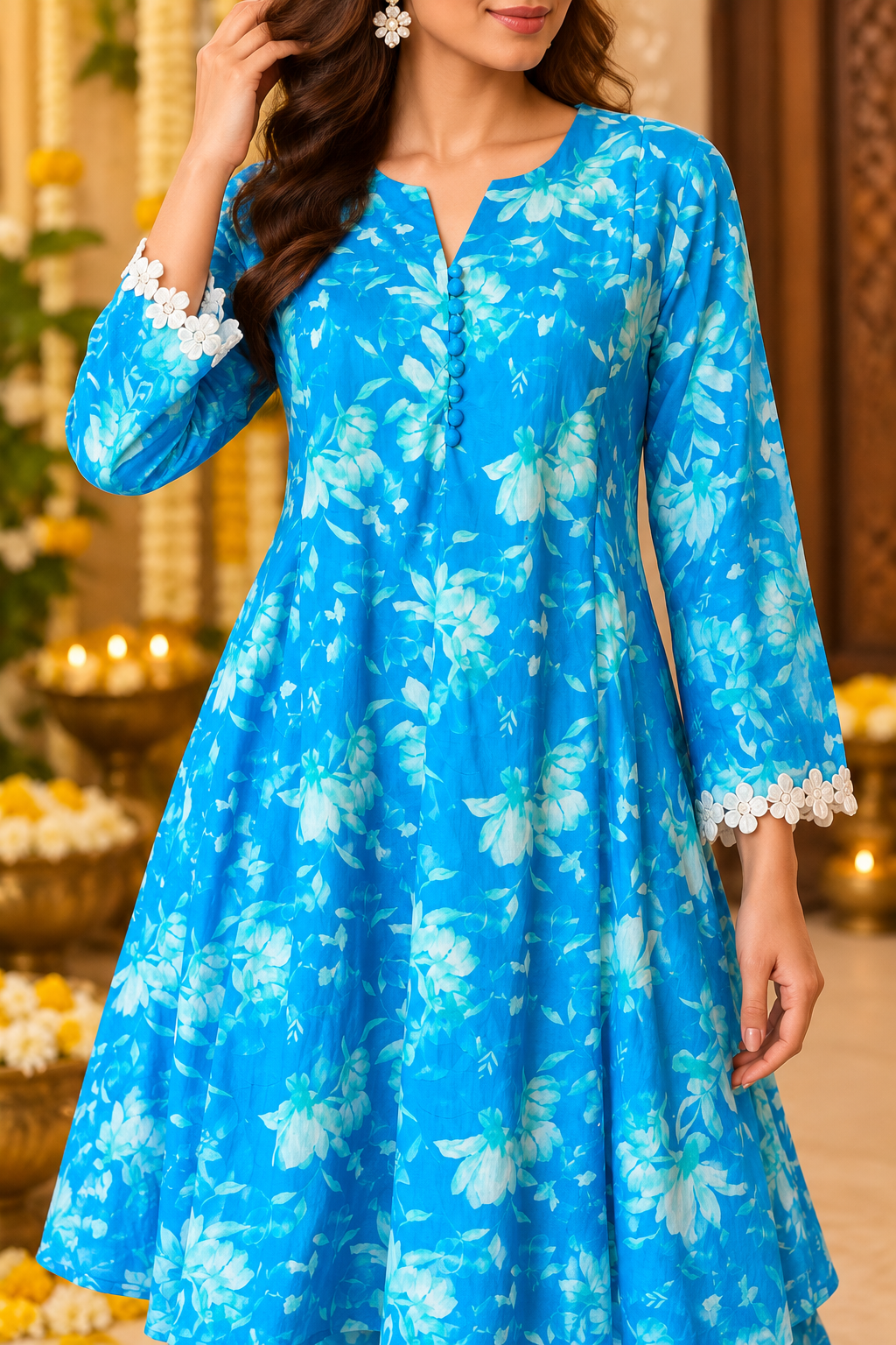 KAUSIKI FLORAL GHERA KURTA SET