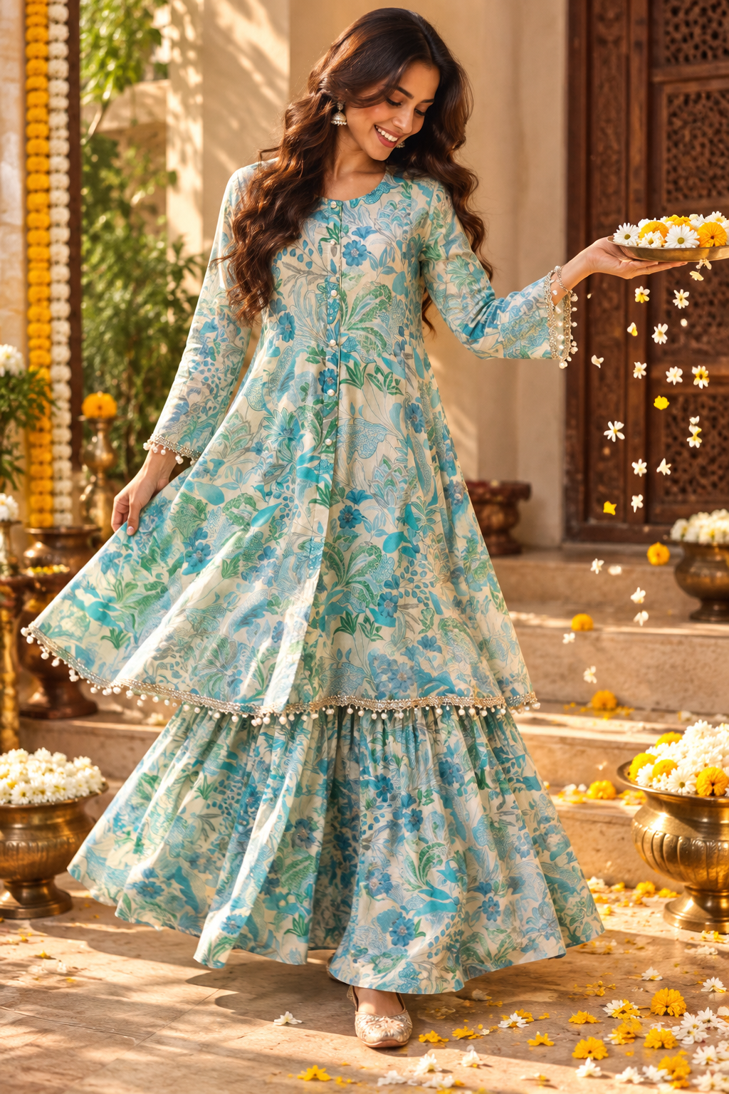 DHATRI FLORAL SHARARA SET