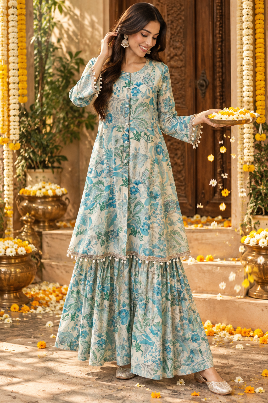 DHATRI FLORAL SHARARA SET