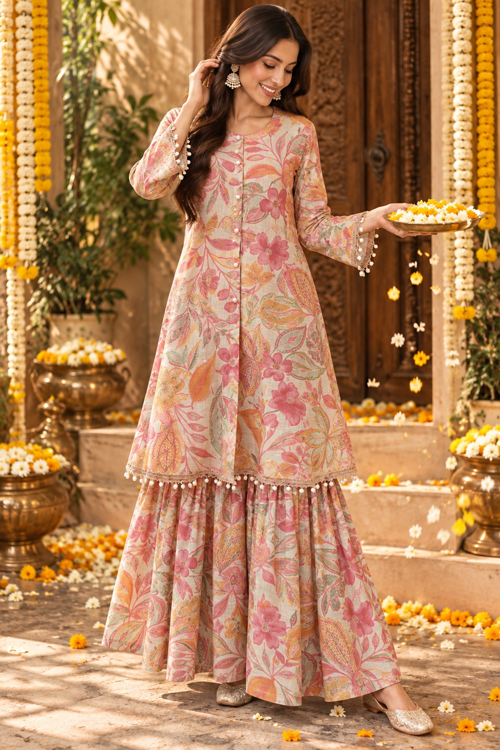 KAMAKSHI  FLORAL SHARARA SET