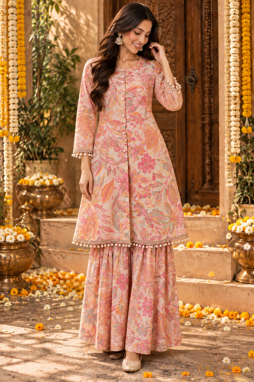 KAMAKSHI  FLORAL SHARARA SET