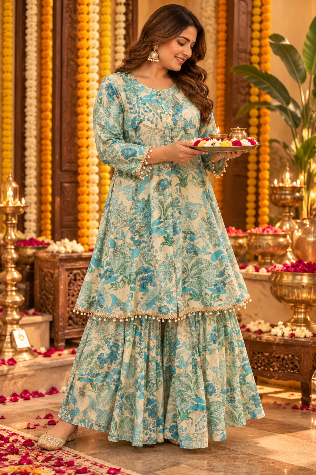 DHATRI FLORAL SHARARA SET