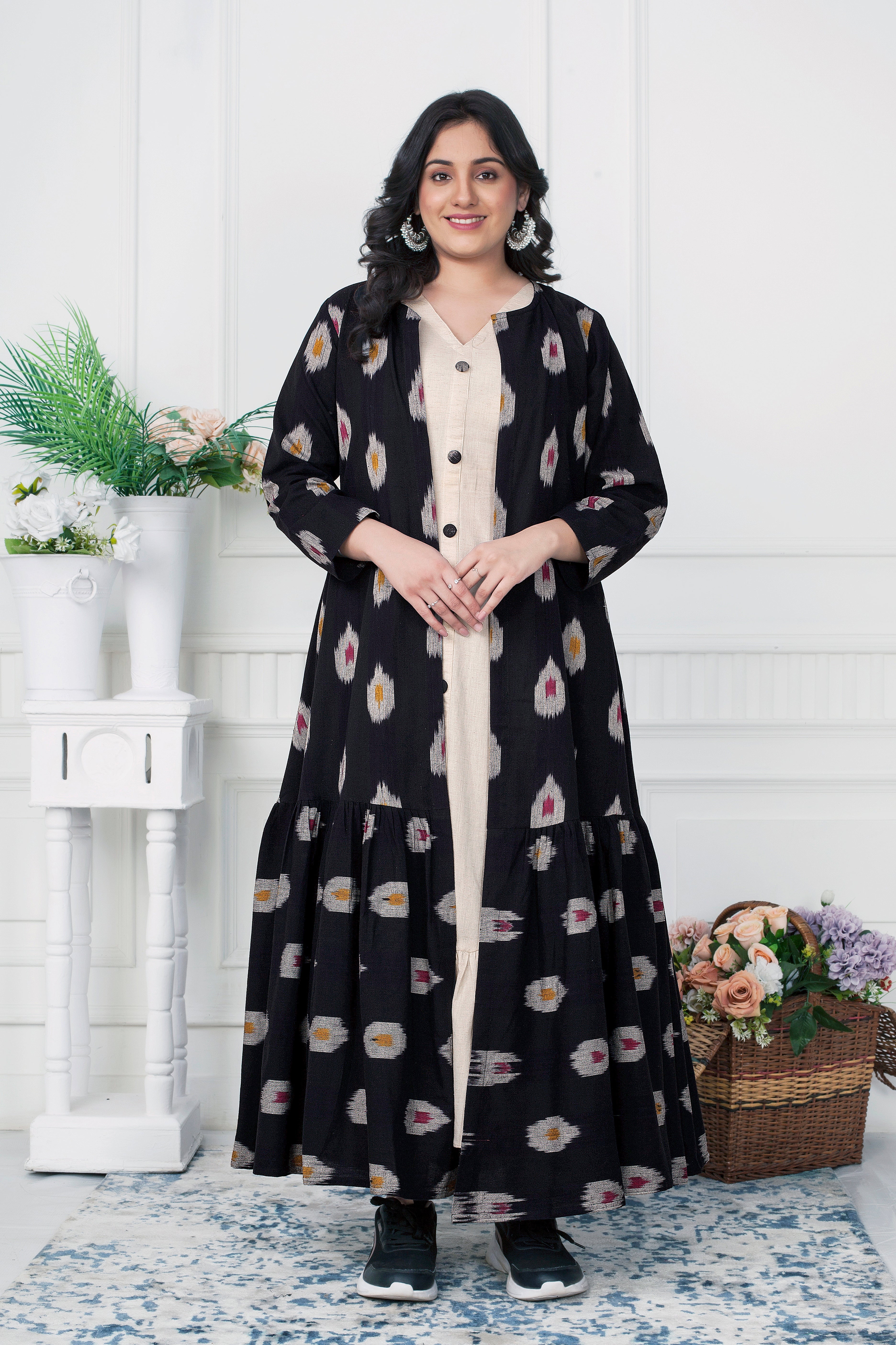 IKAT ELEGANCE BLACK LONG JACKET DRESS
