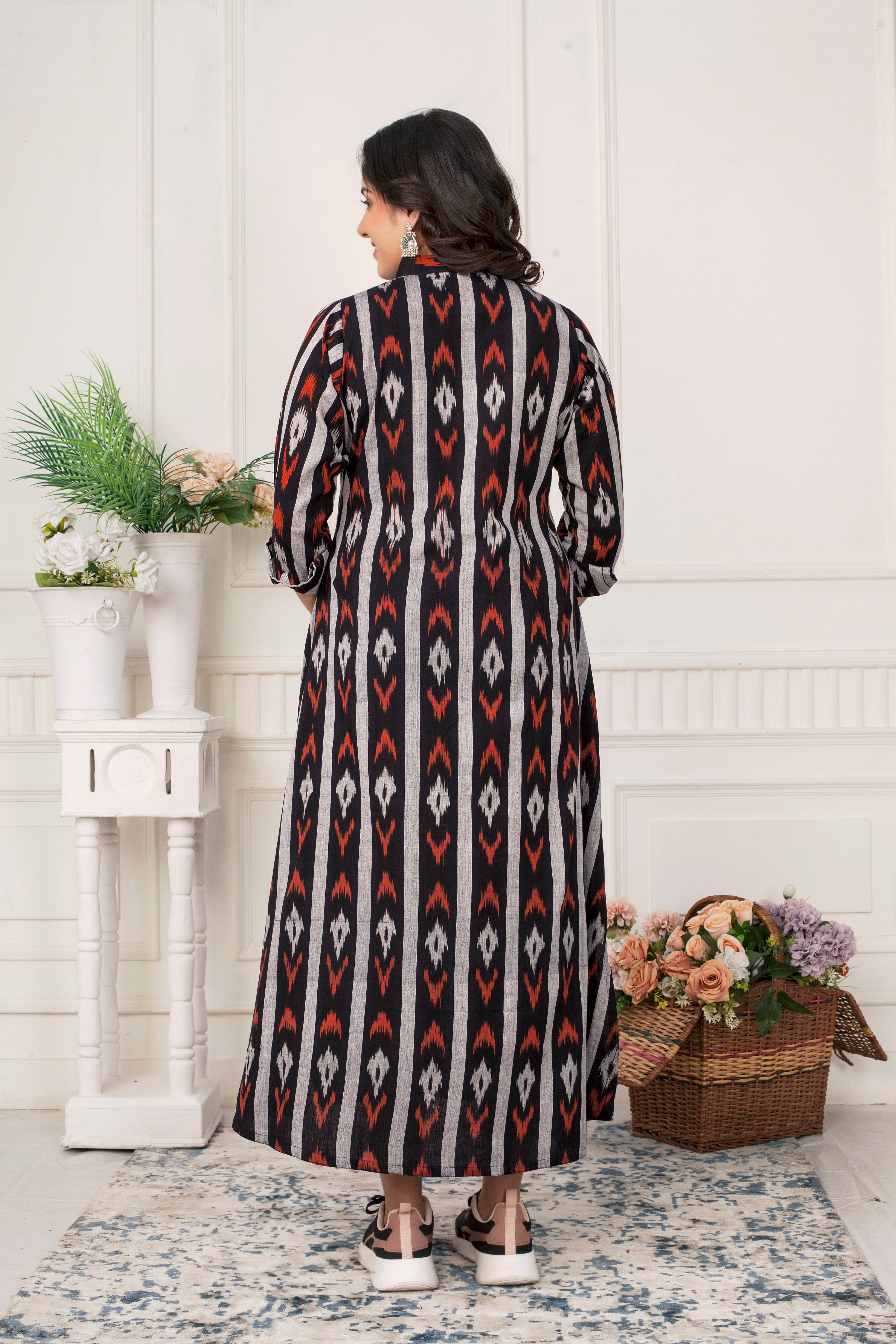 BLACK IKAT SHIRT DRESS
