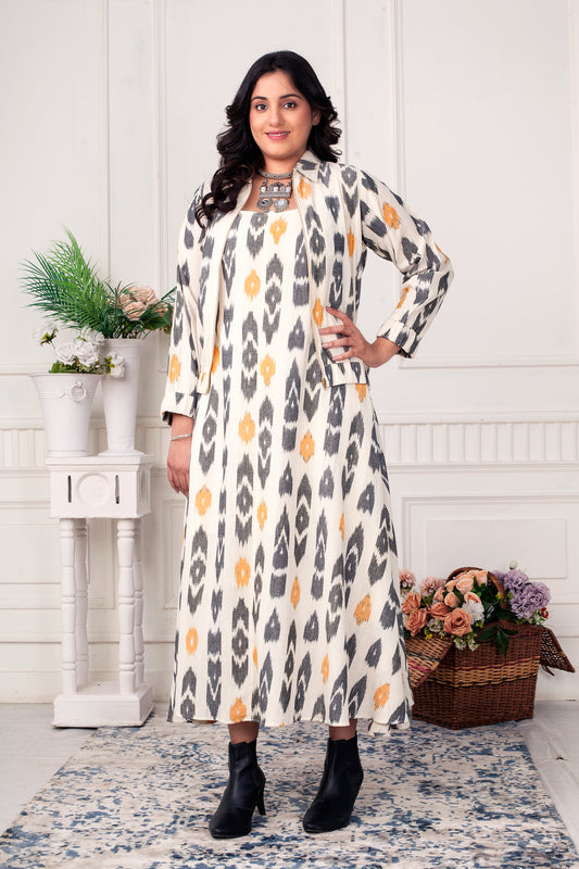 DAFFODIL ZIPPER IKAT HANDLOOM JACKET DRESS