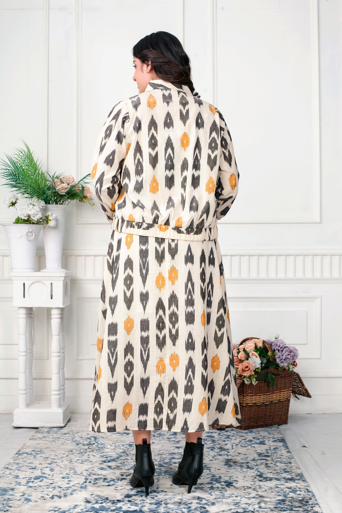 DAFFODIL ZIPPER IKAT HANDLOOM JACKET DRESS