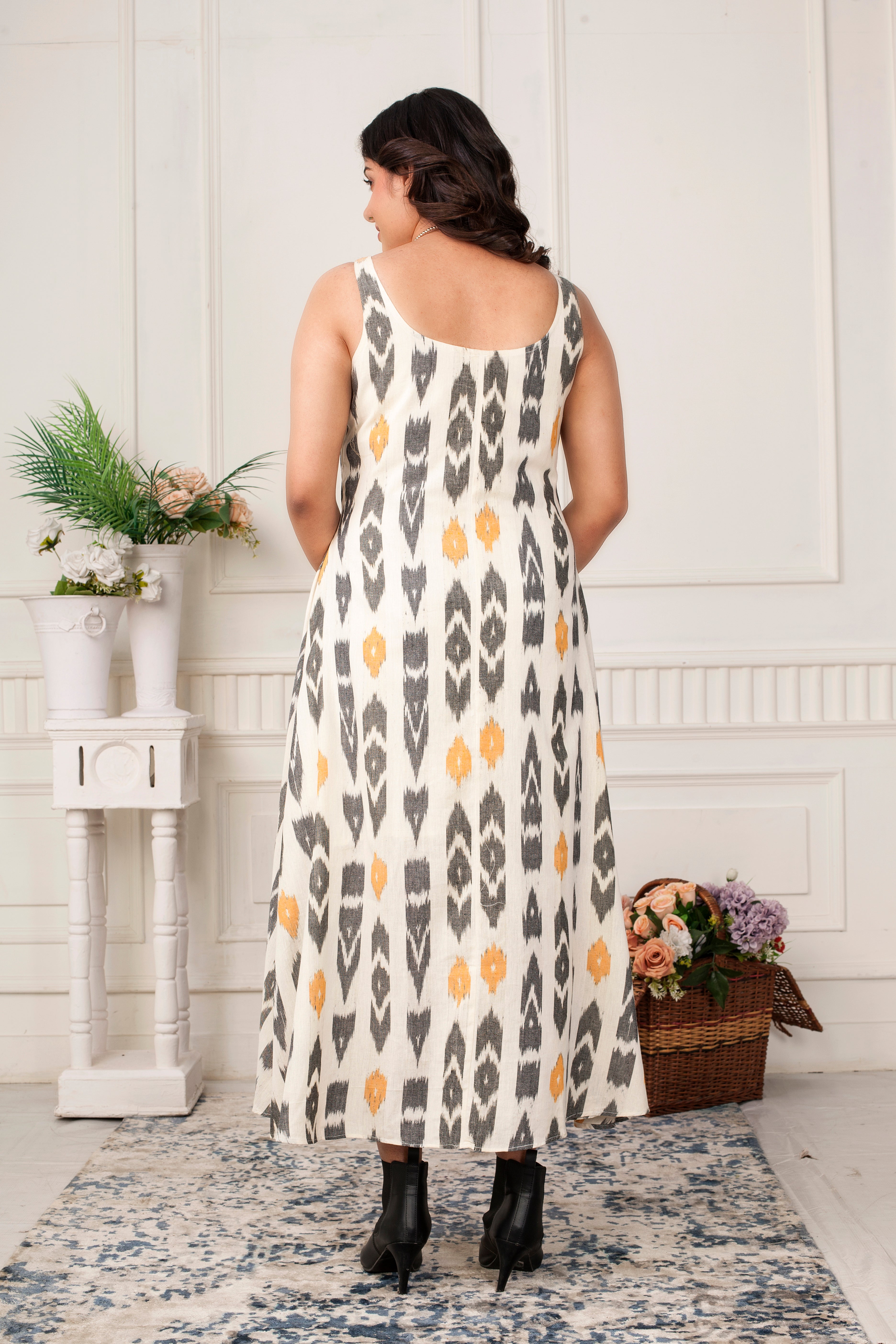 DAFFODIL ZIPPER IKAT HANDLOOM JACKET DRESS