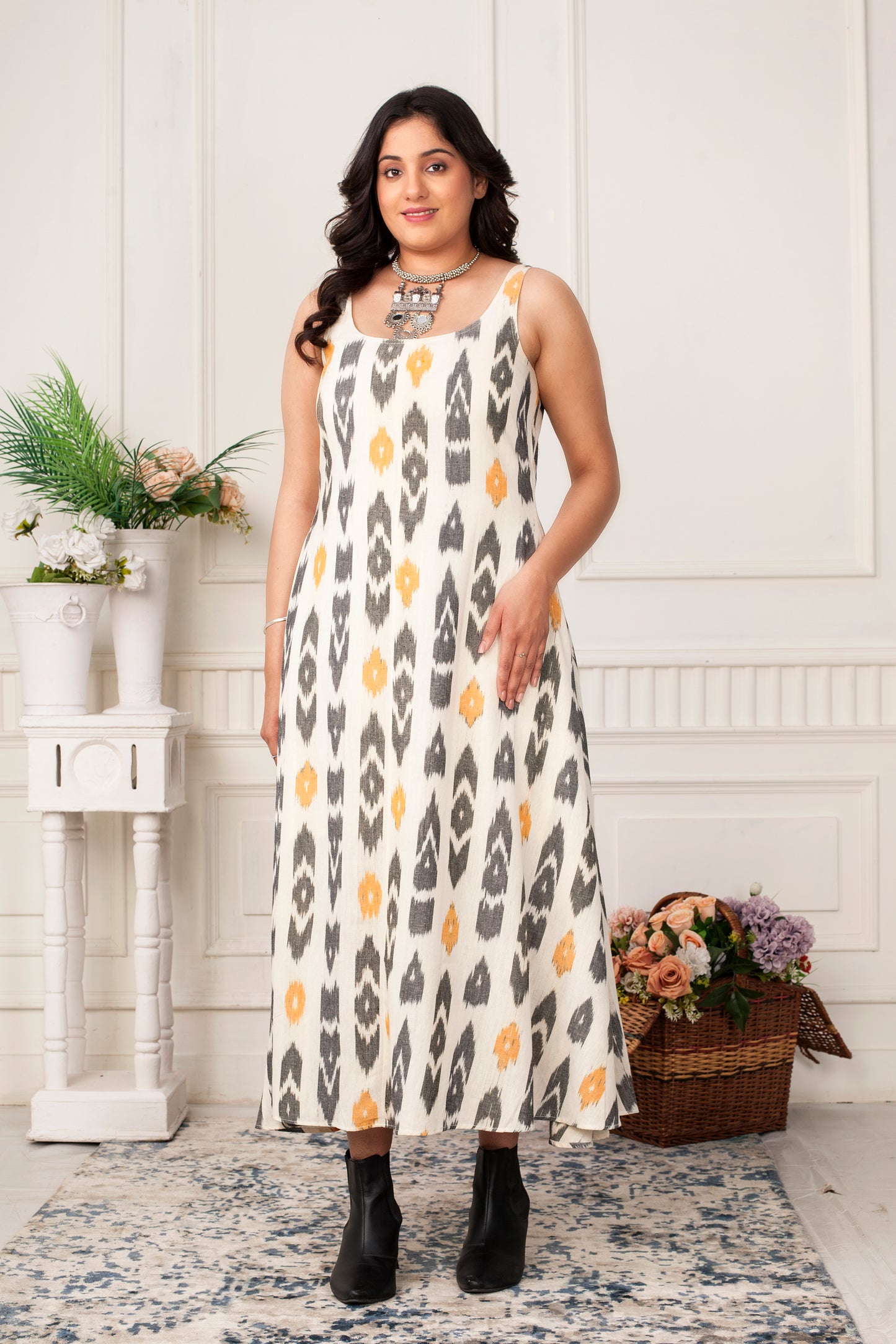 DAFFODIL ZIPPER IKAT HANDLOOM JACKET DRESS