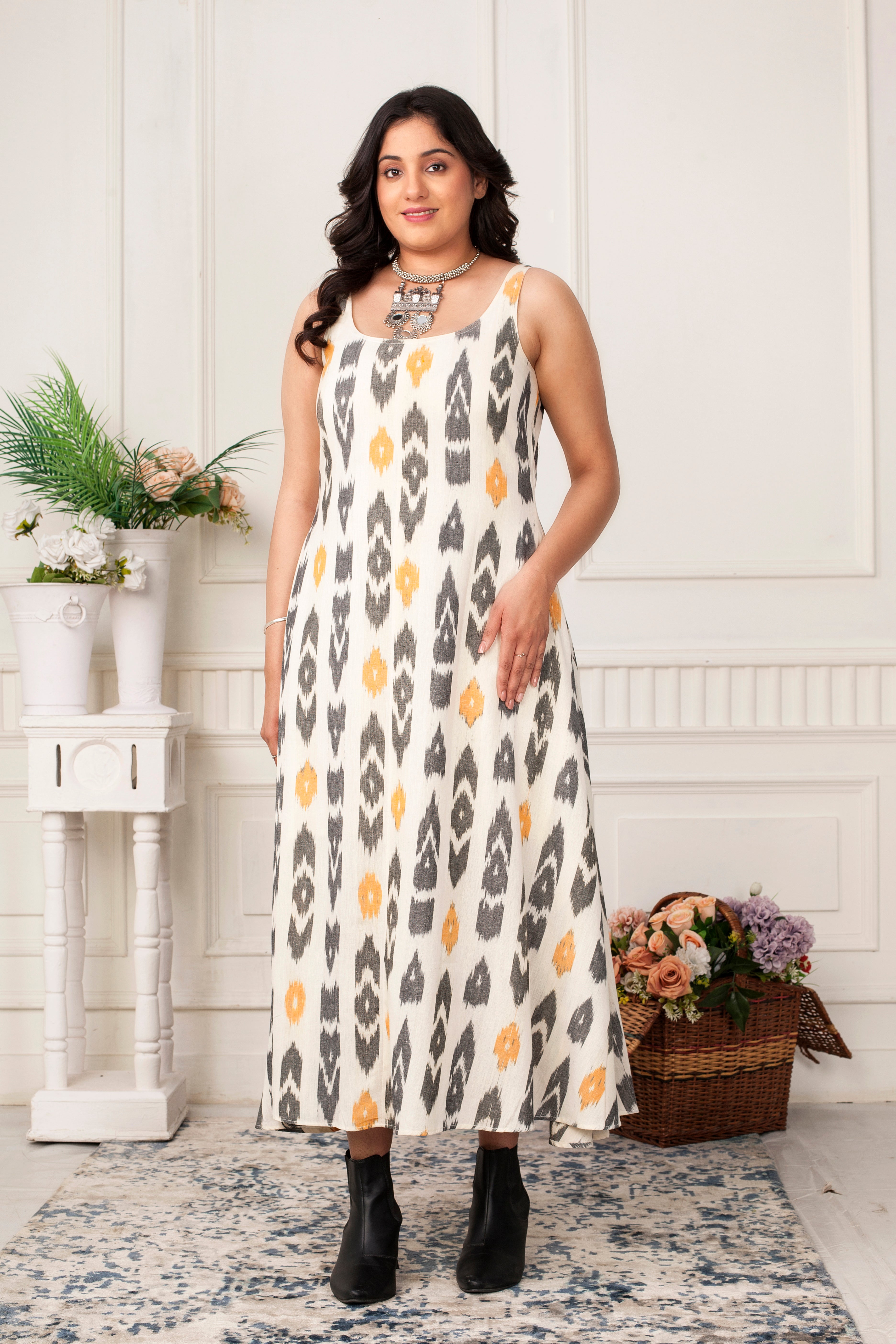 DAFFODIL ZIPPER IKAT HANDLOOM JACKET DRESS