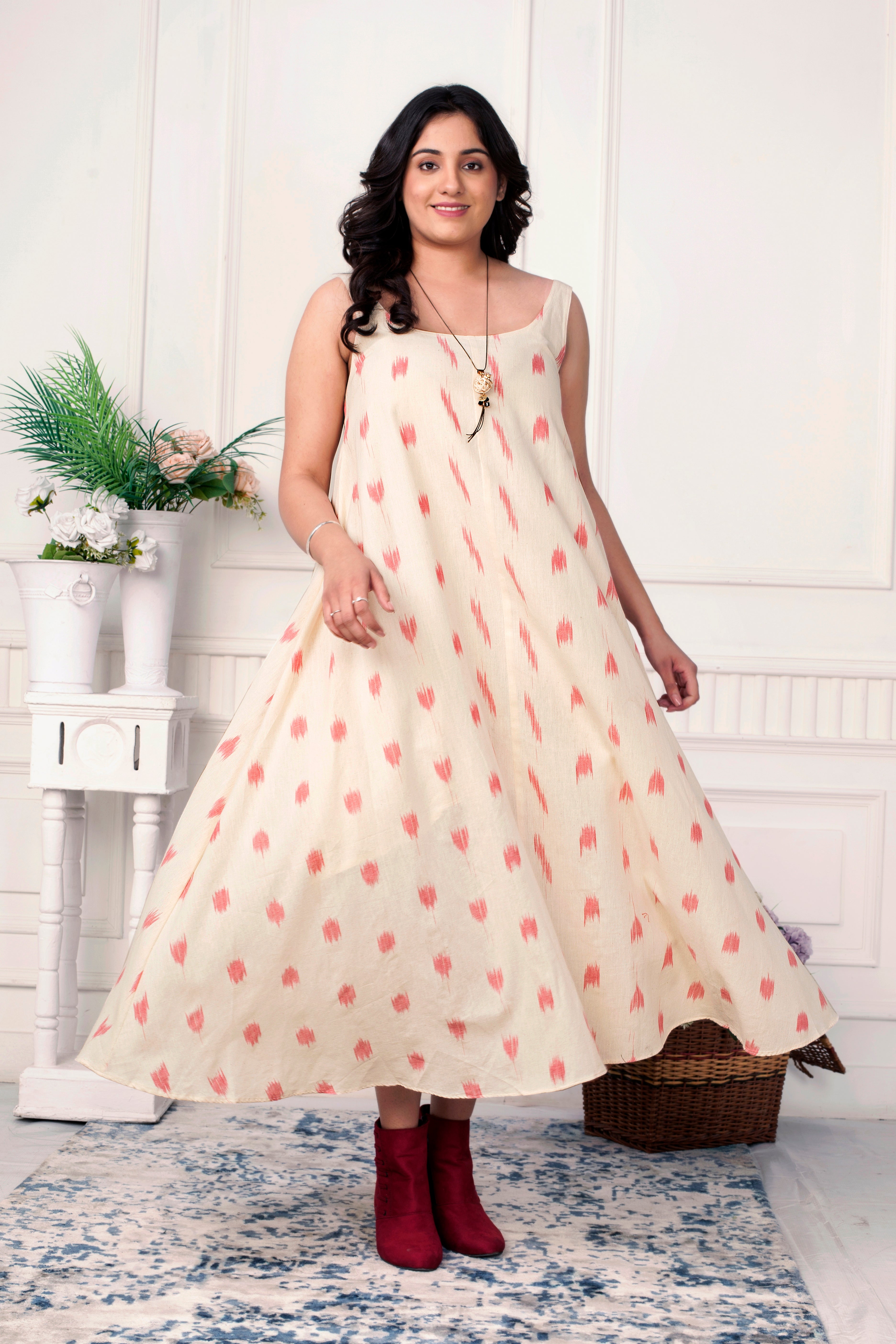 BLUSH IKAT JACKET WITH LOOSE DRESS