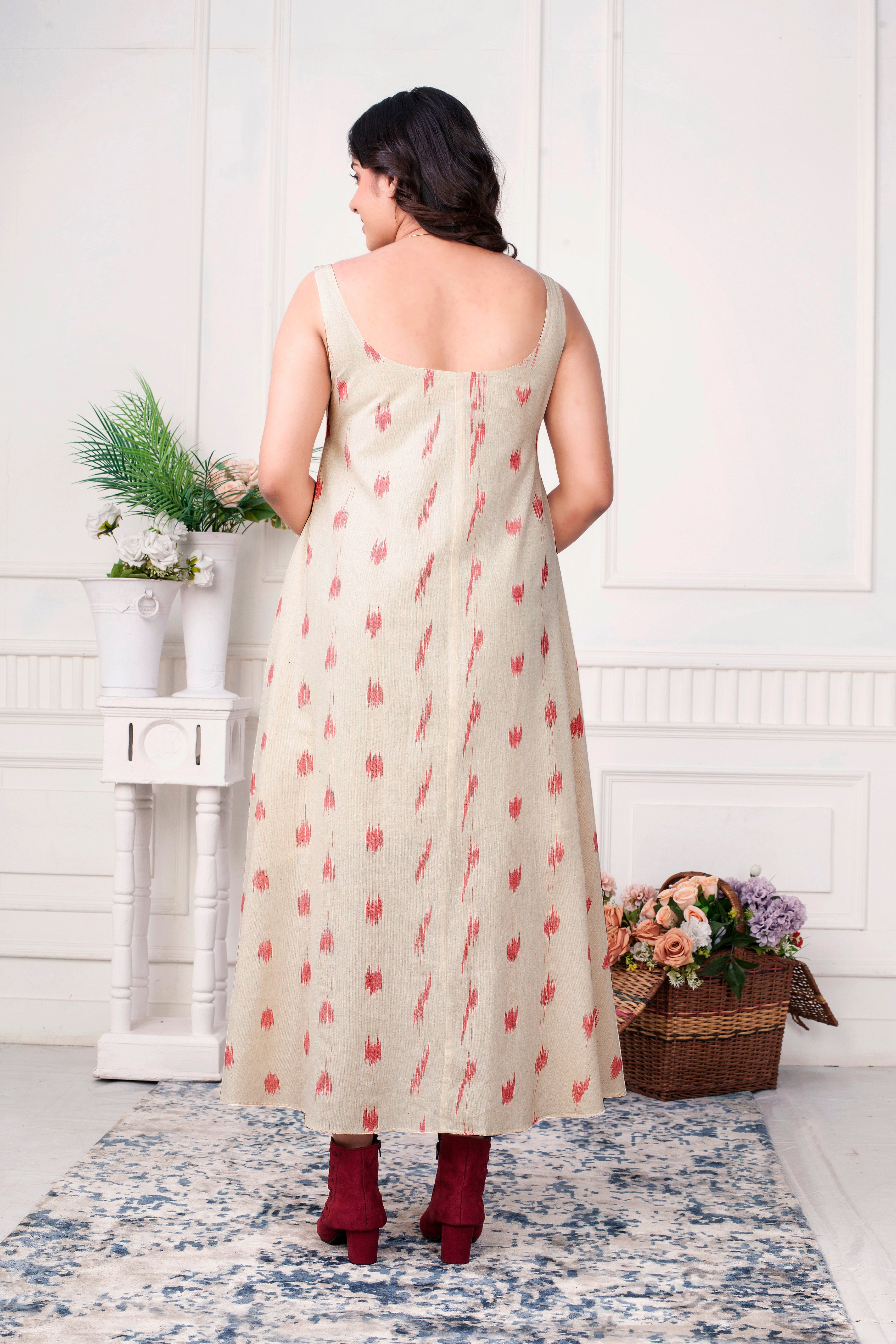 BLUSH IKAT JACKET WITH LOOSE DRESS